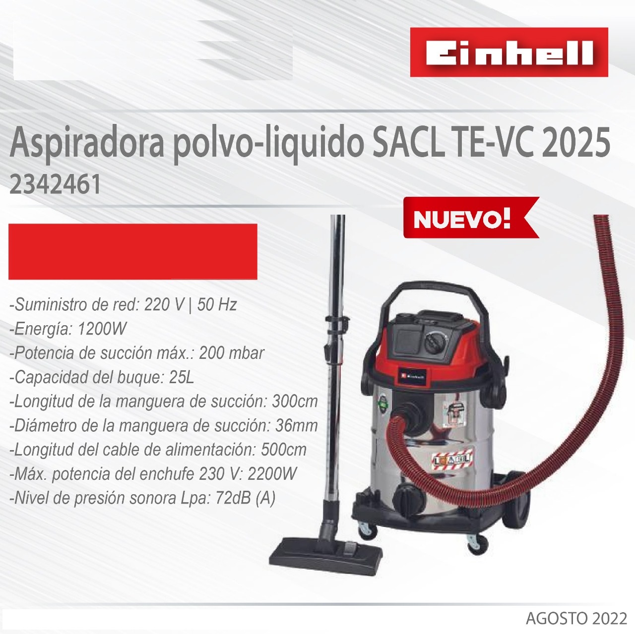 Aspiradora Polvo y Agua Einhell TE-VC 2340 SACL 